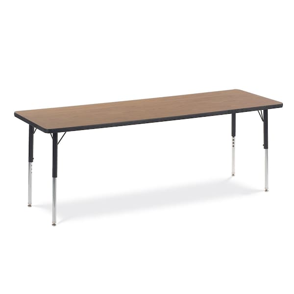 Virco 72 in. W, 24 in. L, 22-30 in. H, Medium Oak Top / Black Edge 482472 - main